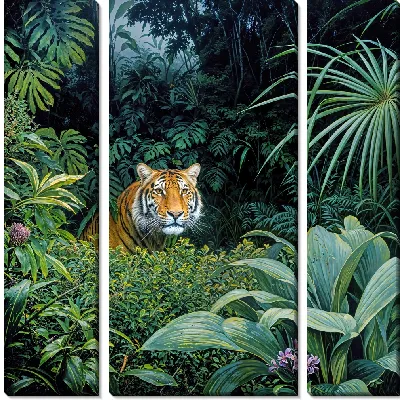 Модульная картина Тигр в джунглях №6