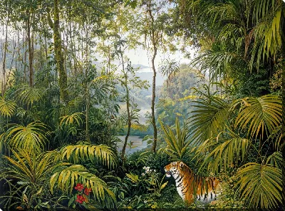 Картина маслом Тигр в джунглях №7
