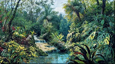 Картина маслом Тропические джунгли №26