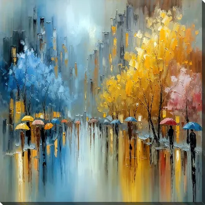 Картина маслом Ночной город №106