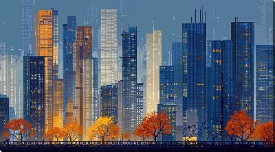 Картина маслом Ночной город №108