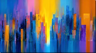 Картина маслом Ночной город №109