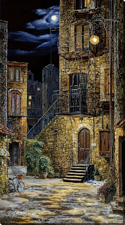 Картина маслом Ночной город №110