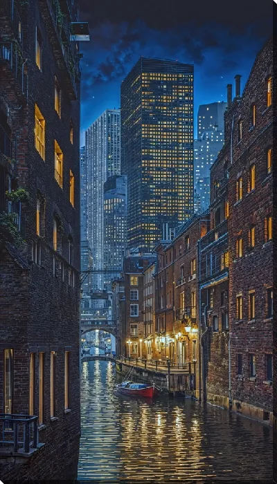 Картина маслом Ночной город №115