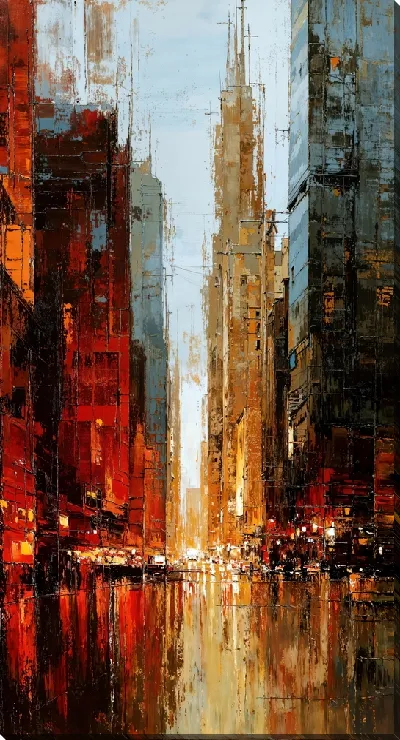 Картина маслом Ночной город №124