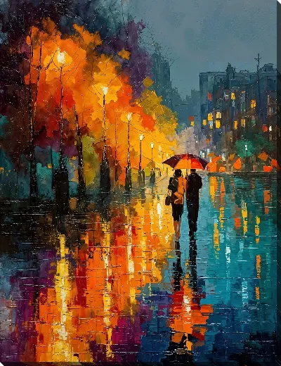 Картина маслом Ночной город №128