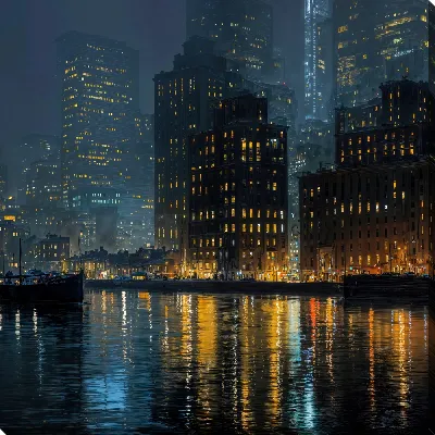 Картина маслом Ночной город №135