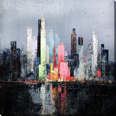 Картина маслом Ночной город №137