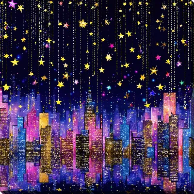 Картина маслом Ночной город №140