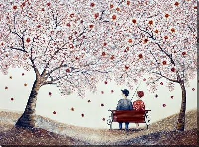 Картина маслом Цветущая сакура №310