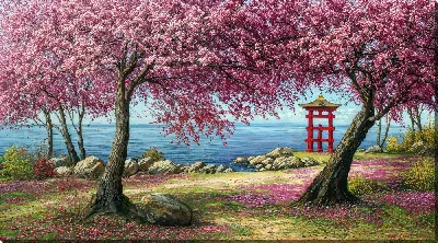 Картина маслом Цветущая сакура №312