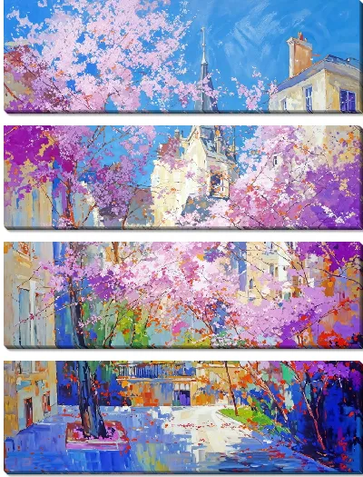 Модульная картина Цветущая сакура №320
