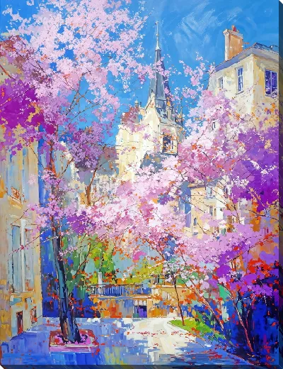 Картина маслом Цветущая сакура №320