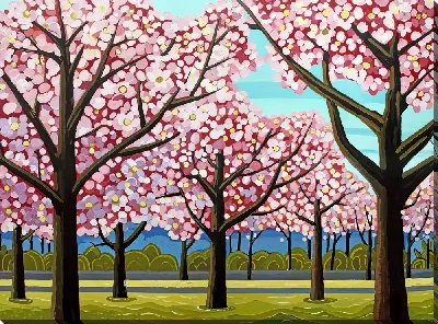 Картина маслом Цветущая сакура №334