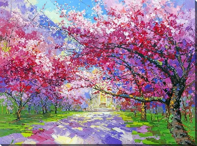 Картина маслом Цветущая сакура №44