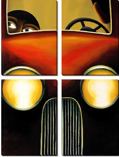 Модульная картина С подсветкой фар №1