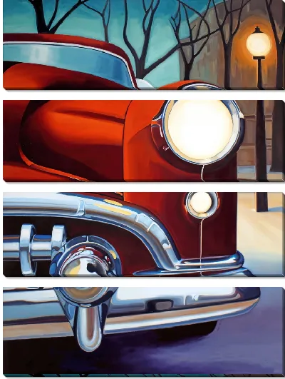 Модульная картина Машина со светящимися фарами №1