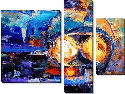 Модульная картина Машина со светящимися фарами №2