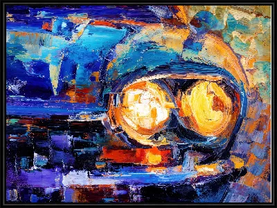 Картина Машина со светящимися фарами №2