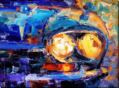 Постер Машина со светящимися фарами №2