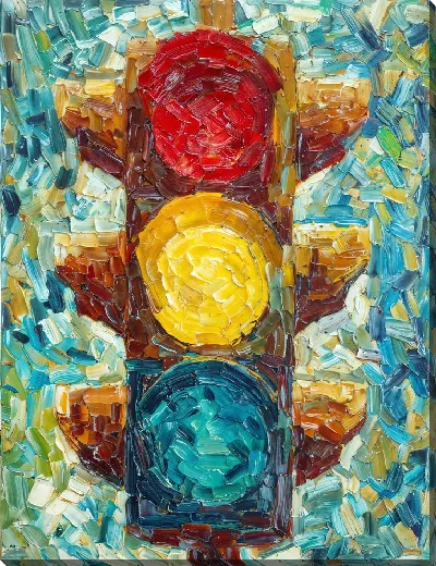 Картина маслом Светофор в стиле арт №20