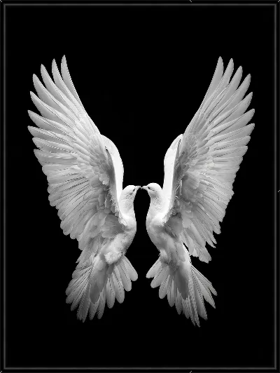 Картина Два голубя с крыльями