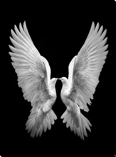 Постер Два голубя с крыльями