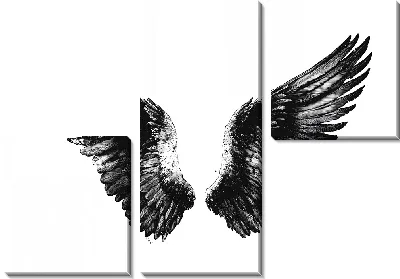 Модульная картина Черные крылья на белом фоне