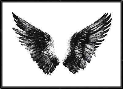 Картина Черные крылья на белом фоне