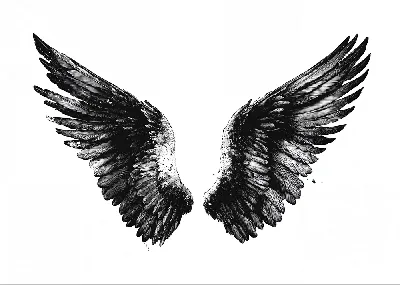 Плакат Черные крылья на белом фоне