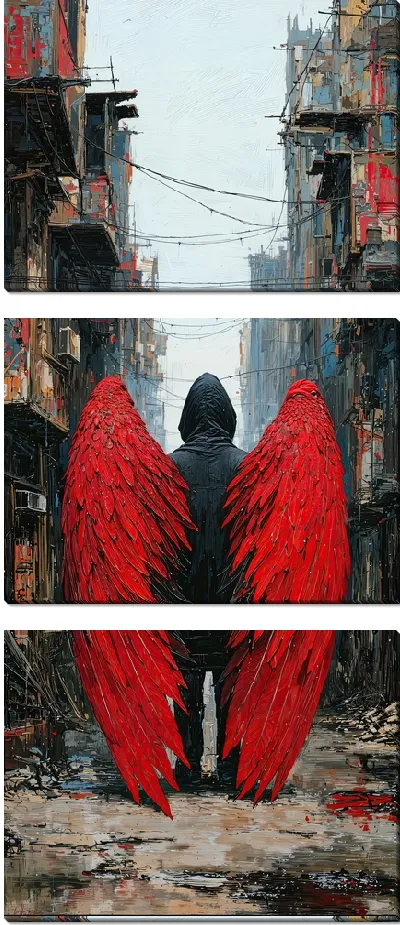 Модульная картина Мужчина с красными крыльями