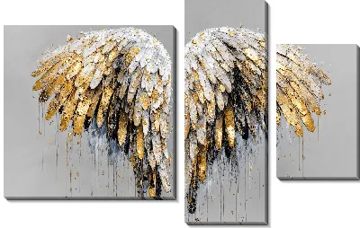 Модульная картина Бело-золотые крылья №3