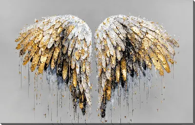 Картина маслом Бело-золотые крылья №3