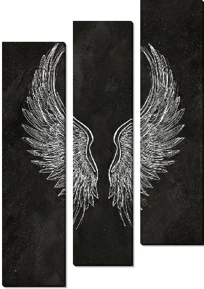 Модульная картина Крылья на черном фоне