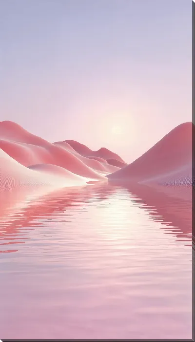 Картина маслом Морской пейзаж в розовых оттенках №2