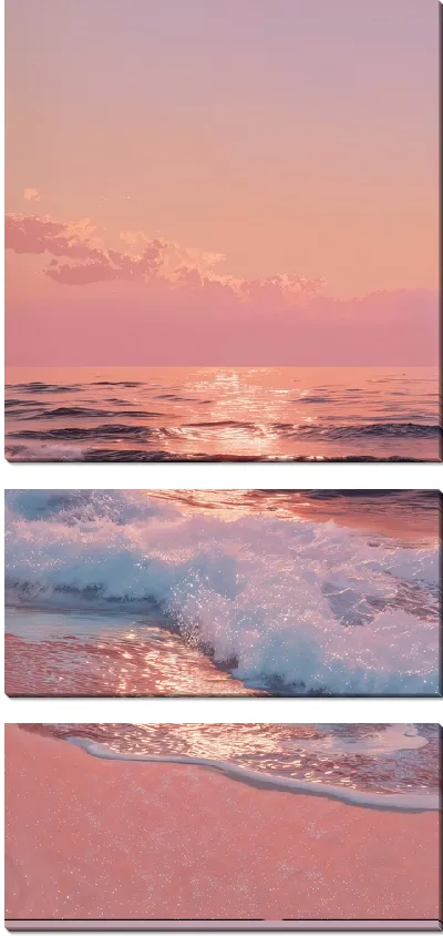Модульная картина Морской пейзаж в розовых оттенках №3