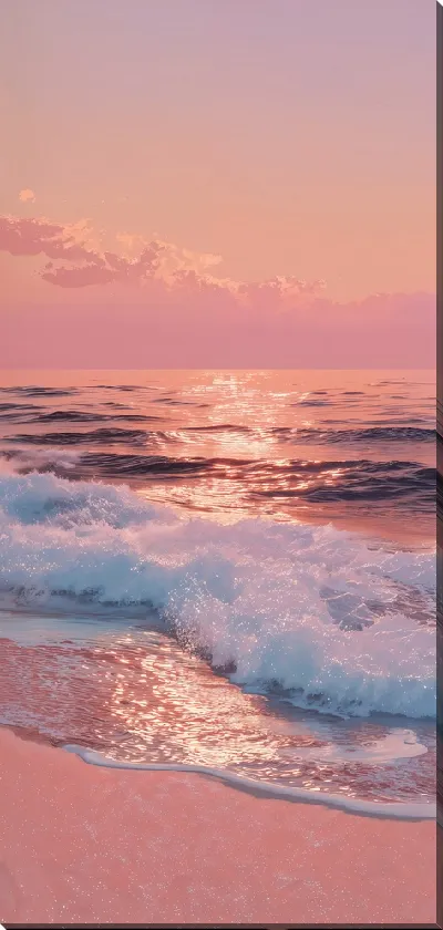 Картина маслом Морской пейзаж в розовых оттенках №3