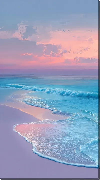 Картина маслом Морской пейзаж в розовых оттенках №5