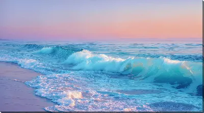 Картина маслом Морской пейзаж в розовых оттенках №6