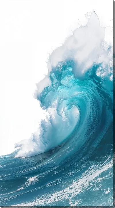 Картина маслом Волна на белом фоне