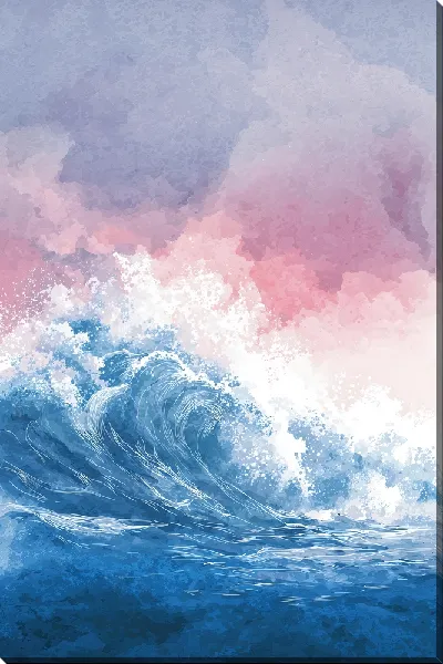 Картина маслом Морской пейзаж в розовых оттенках №11