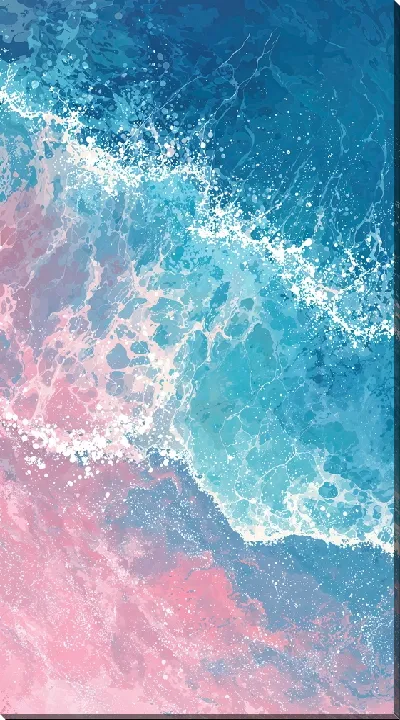 Картина маслом Морской пейзаж в розовых оттенках №12