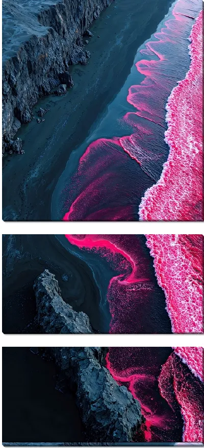 Модульная картина Морской пейзаж фуксия