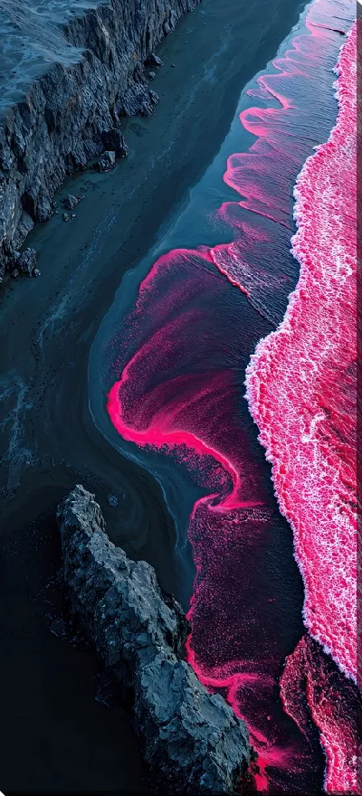 Картина маслом Морской пейзаж фуксия