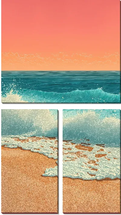 Модульная картина Морской пейзаж с волнами №17