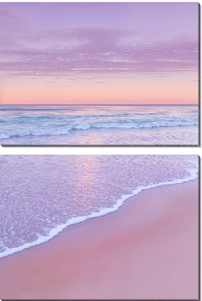 Модульная картина Морской пейзаж в розовых оттенках №18