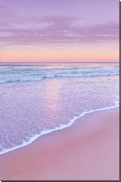 Картина маслом Морской пейзаж в розовых оттенках №18