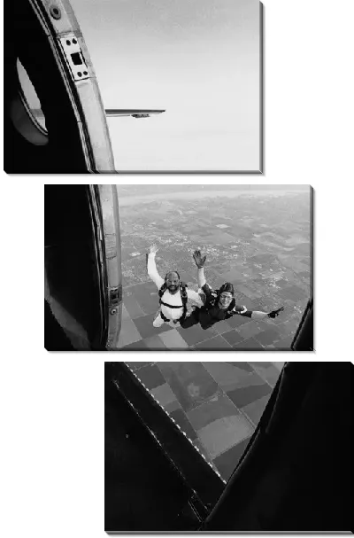 Модульная картина Парашютисты в прыжке