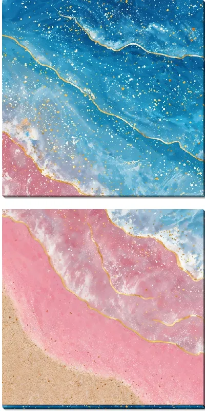 Модульная картина Морской пейзаж в розовых оттенках №22