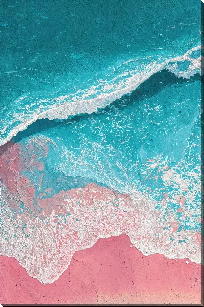 Картина маслом Морской пейзаж в розовых оттенках №38